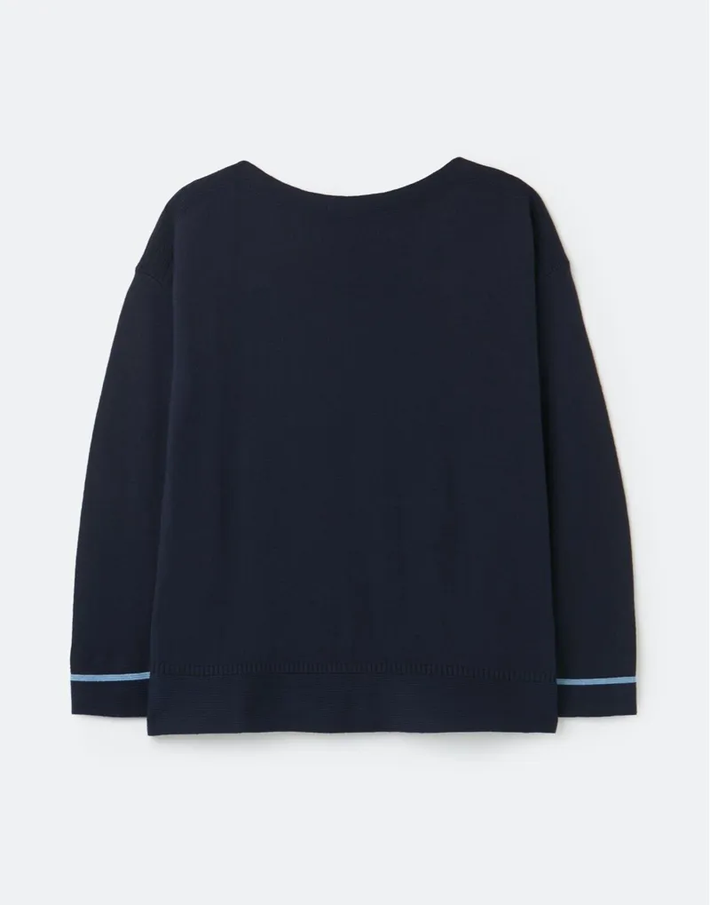 Joules Ladies Vivianna Slash Neck French Navy Jumper-2